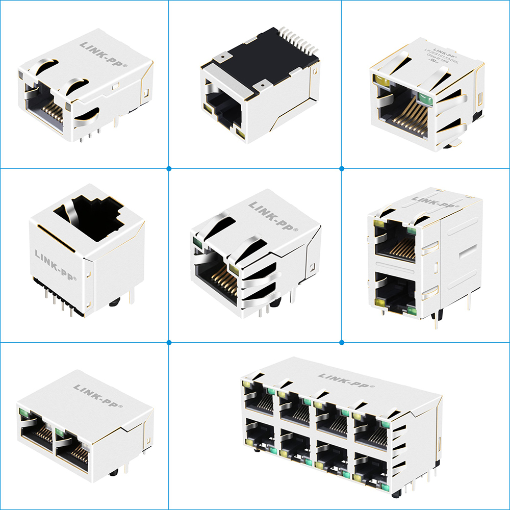 Magnetic Ethernet Rj45 Fastjacks Cat5 Modular Pcb Vertical Rj45 Jack Connector With Transformer