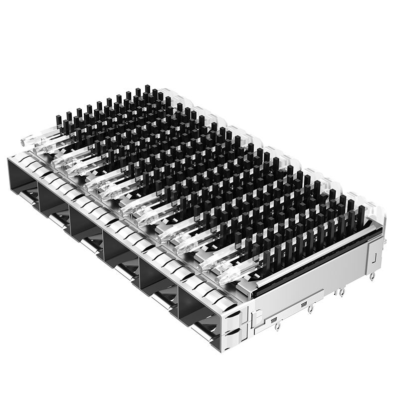 2198236-4 TE Replacement Through Hole 1x6 Ports Light Pipe Press-fit SFP+ Cage With Heatsink