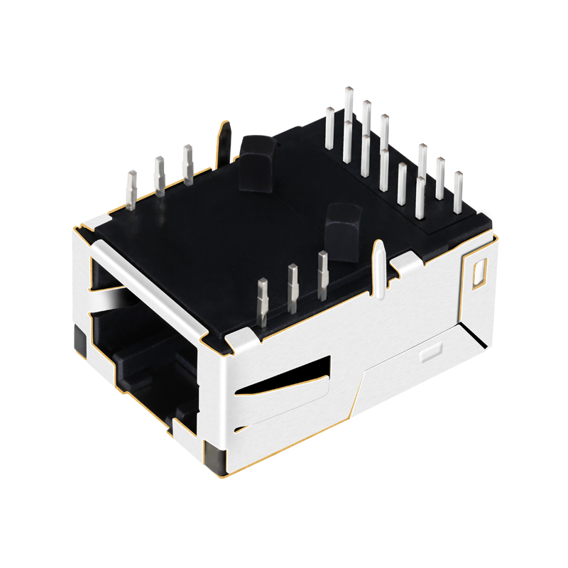 Single Port Low Profile RJ45 Modular Jack L829-1J1T-43