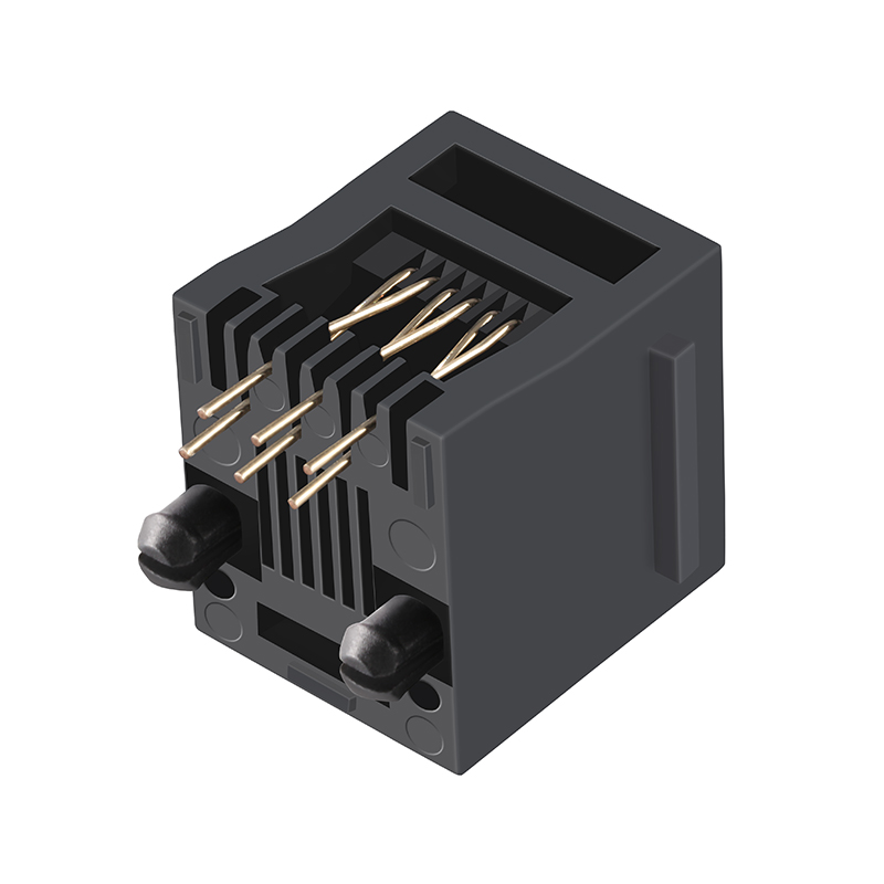 Top Entry Female Ethernet Socket 1 Port Without Shield Vertical 6P6C RJ11 Jack