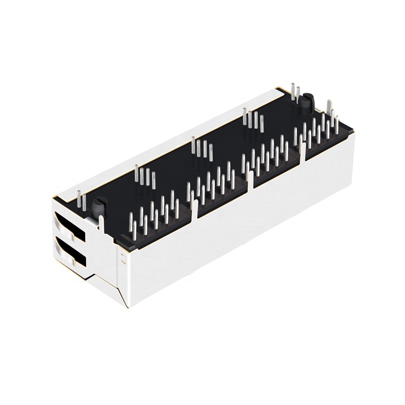 1x4 Port 1000 Base-T Shielded With LEDs Jack RJ 45 Connector LPJG48851AFNL
