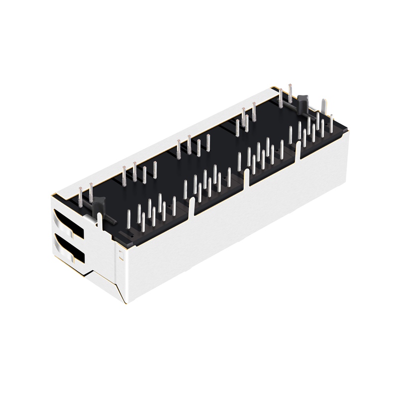 Gigabit Ethernet RJ45 Female Connector Tab up 1X4 Modular Jack 5-6610068-7