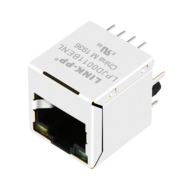 RV1-12108K1A 10/100 Base-t Vertical Top Entry Ethernet Magnetic RJ45 Connector With Leds