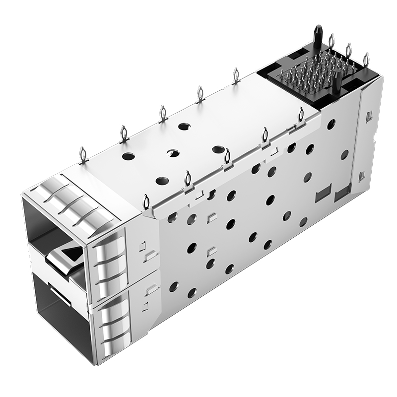 2007538-8 TE Compatible Through Hole 40P Press-Fit 2x1 EMI Shielded SFP+ Cage With Connector