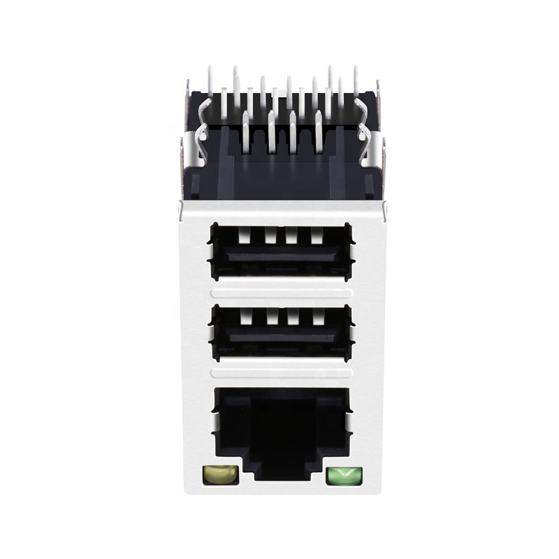 45F-10101DYD2NL JW0-0009NL C893-1AX1-E1 Magnetic RJ45 Connector Jack With Dual USB