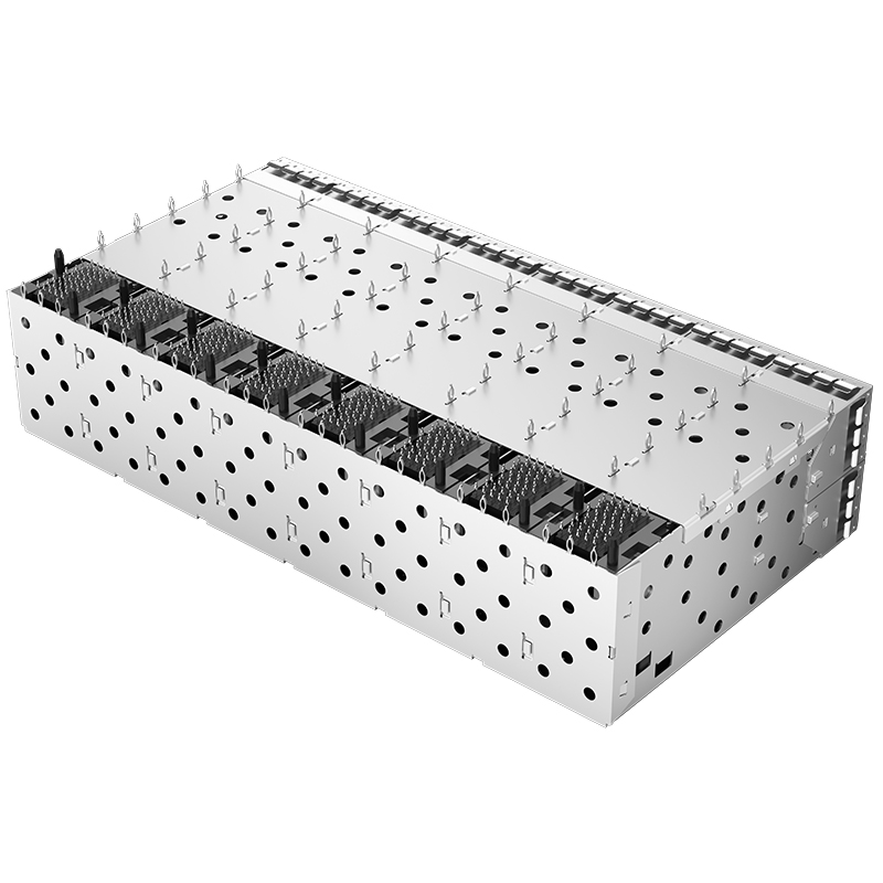 2169788-6 TE Compatible Through Hole 320P EMI Shielded 2x8 Ports Inner Lightpipe Press-Fit SFP+ Cage With Connector