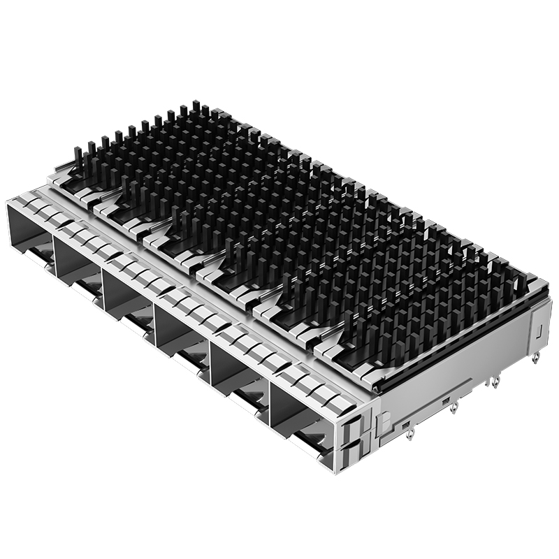 2198235-1 TE Replacement Through Hole 1x6 Ports EMI Shielded Press Fit SFP+ Cage With Heat Sink