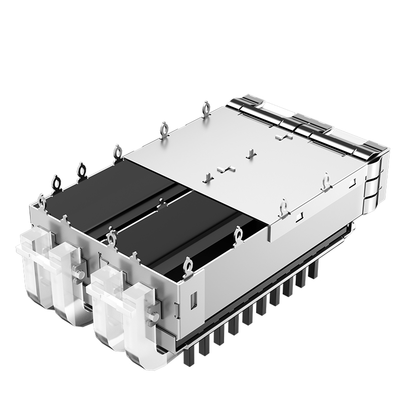 2198226-2 TE Compatible Ganged 1x2 Ports Light Pipe Press-Fit SFP+ Cage With Heatsink