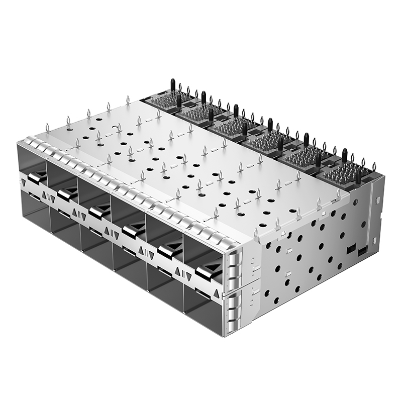 2180640-1 TE Replacement 240P 2x6 Ports Light Pipe Press-Fit SFP+ Cage With Integrated Connector