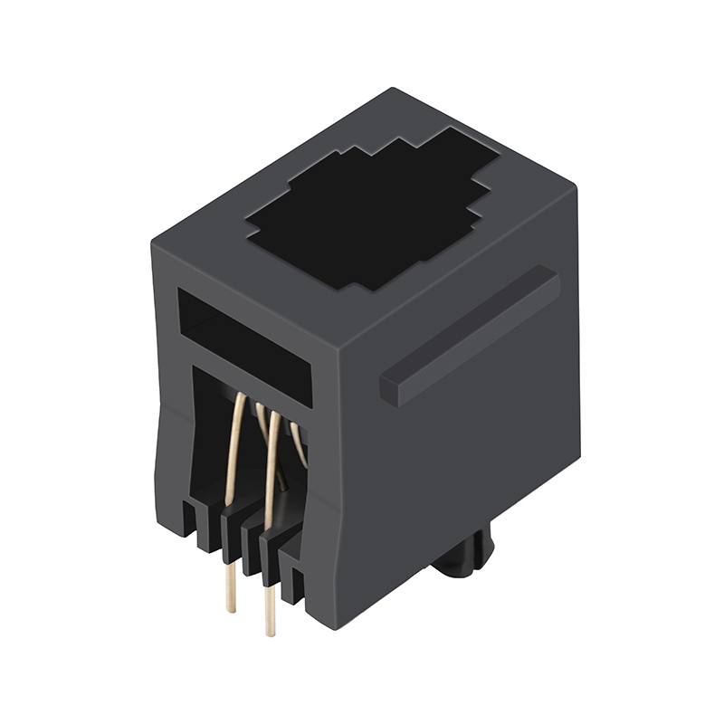 Top Entry Female Ethernet Socket 1 Port Unshielded Vertical 4P4C RJ11 Connector Jack