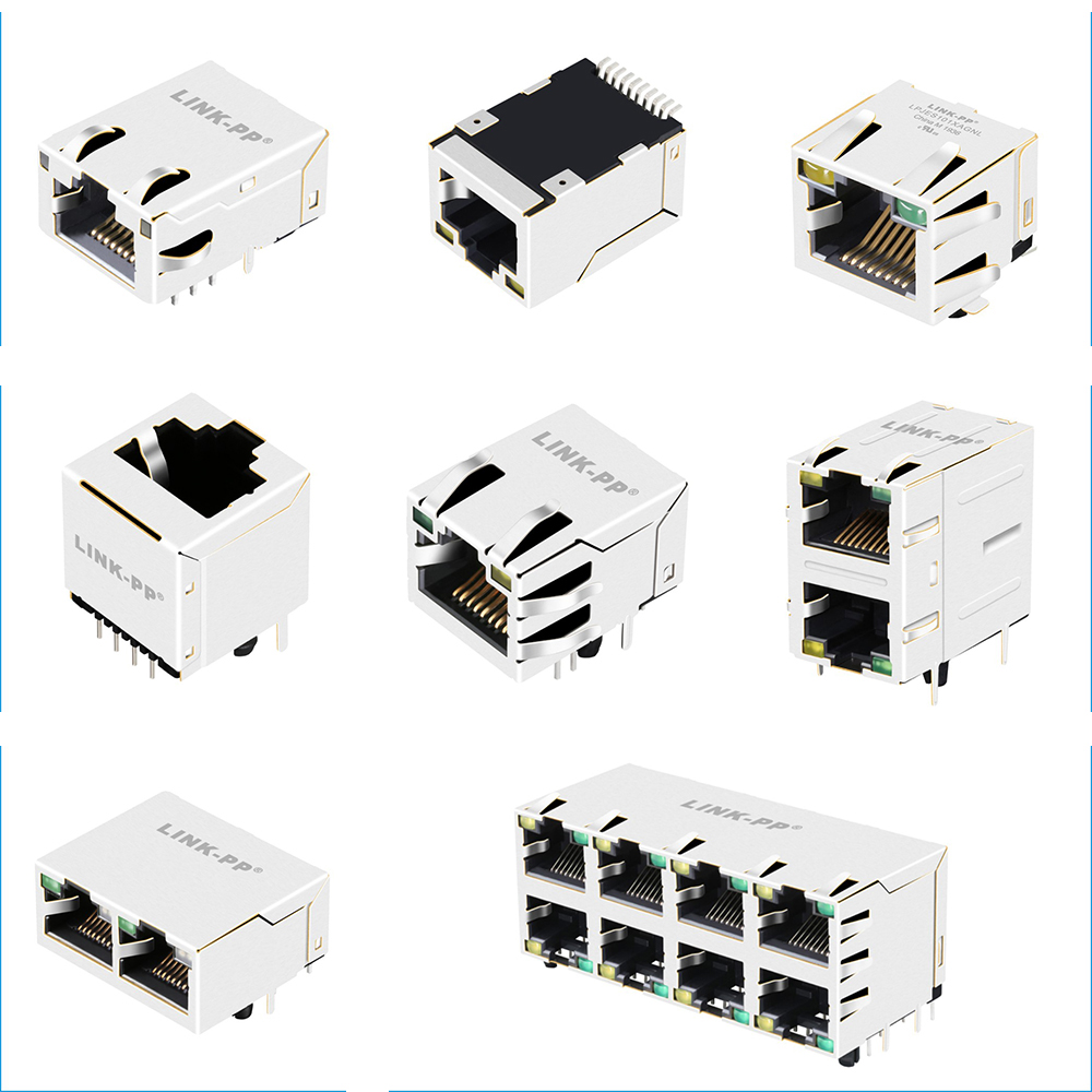 Surface Mount 10 Pin 16 Pin SMT Magnetic Led Pcb Rj45 Female Connector Jack