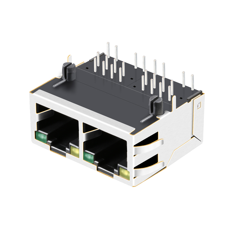 1 to 2 Port RJ-45 Connector 1x2 Ports PCB RJ45 Modular Jack SI-60150-F 0826-1B2T-43 0875-1X2T-E3 0826-1X2T-43-F