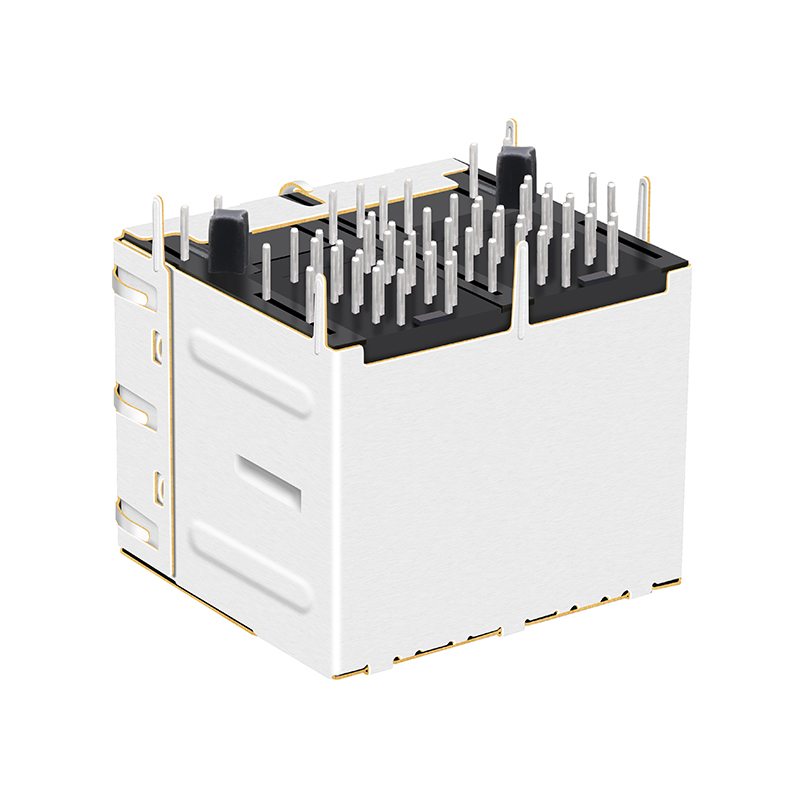 0879-2C2R-DA RJ45 Connector MagJack 100BASE-TX 2X2 ETHERNET BOTH RoHS With EMI finger