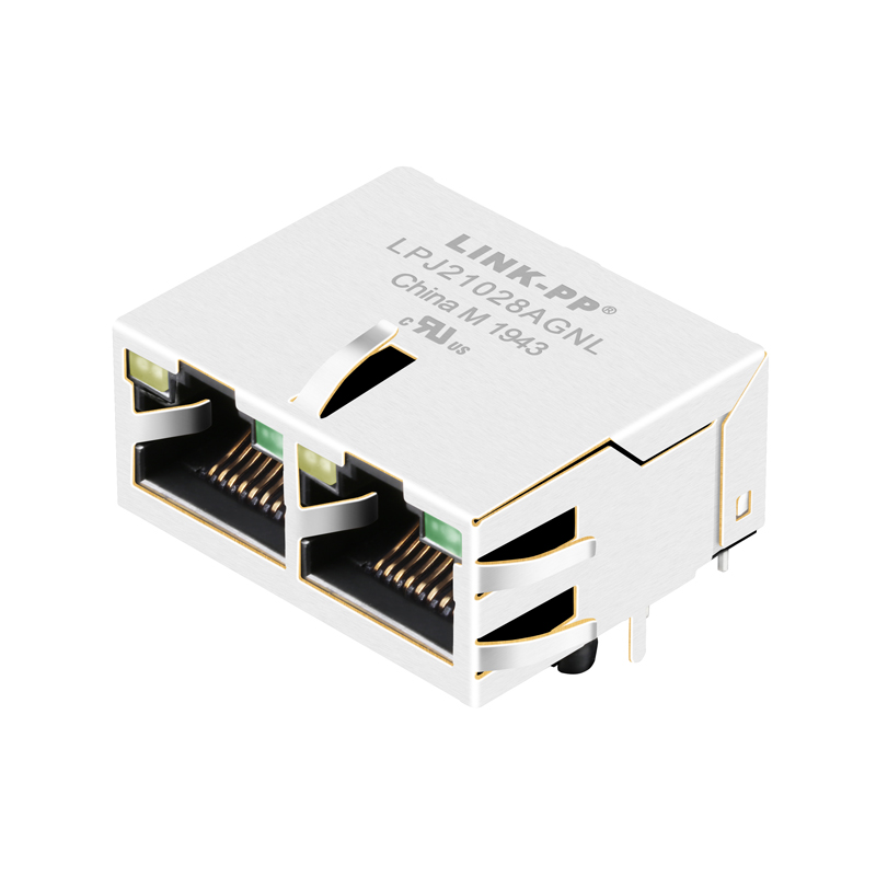 Standard 1x2 Port Ethernet RJ45 Modular Jack with Magnetics