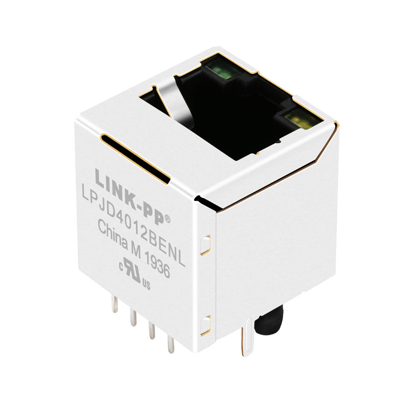 74990101241 10/100 Base-t Ethernet Vertical Top Entry Straight Magnetic RJ45 Female Connector