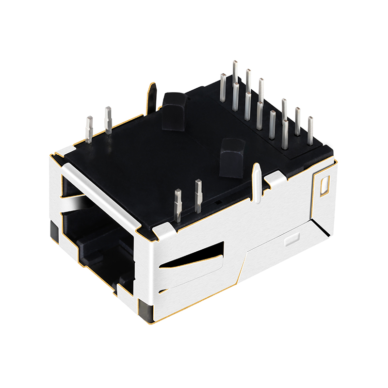 L829-1G1T-43 Tab up 10/100/1000 Base-t Magnetic Ethernet Low Profile RJ45 Jack Connector With Leds