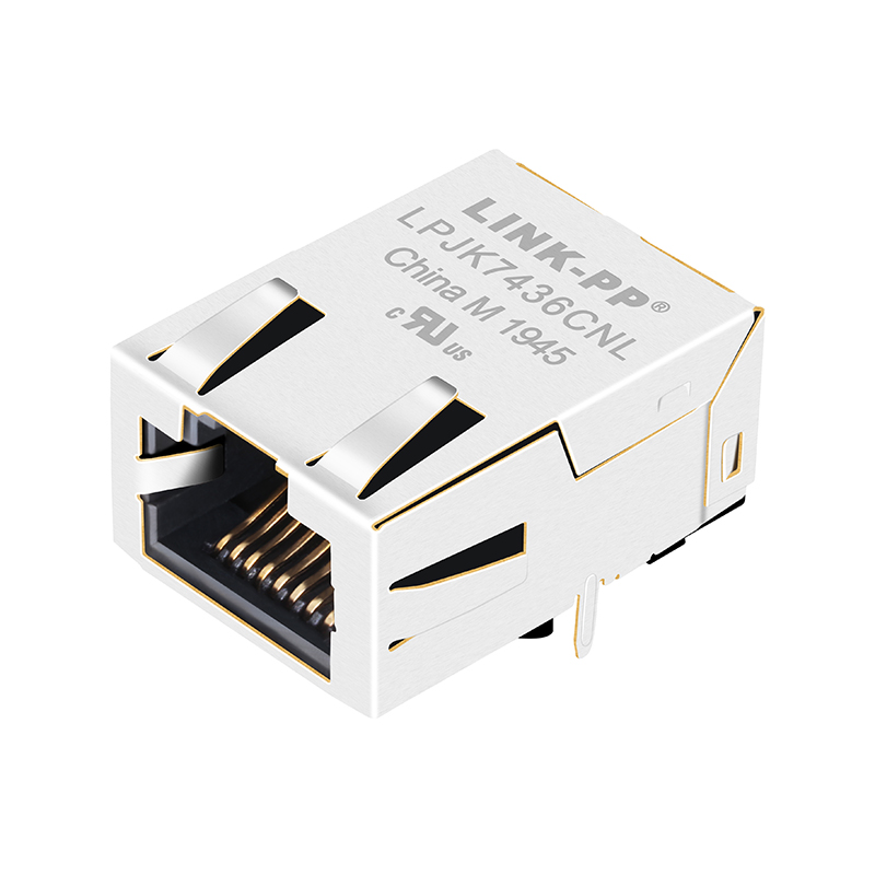 L8AL-1X1T-32A 10/100/1000 Base-t Magnetic Ethernet Low Profile Female RJ45 Connector Without Leds