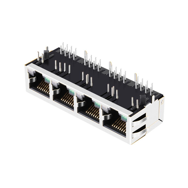 0826-1G4L-43M-F RJ45 Connector Magjack 1000 Base-T 1X4 RJ45