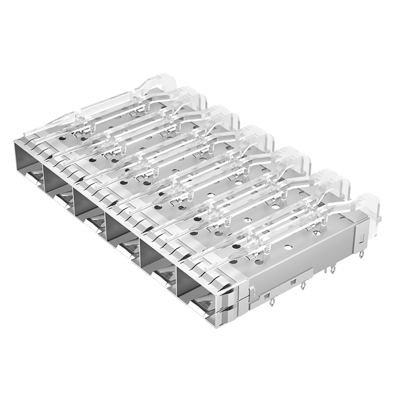 2007250-1 TE Compatible Ganged 1x6 Ports EMI Shielded Press-Fit SFP+ Cage With Light Pipe