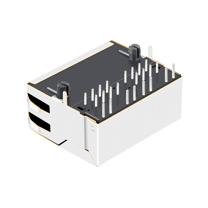 1 to 2 Port RJ-45 Connector 1x2 Ports PCB RJ45 Modular Jack SI-60150-F 0826-1B2T-43 0875-1X2T-E3 0826-1X2T-43-F
