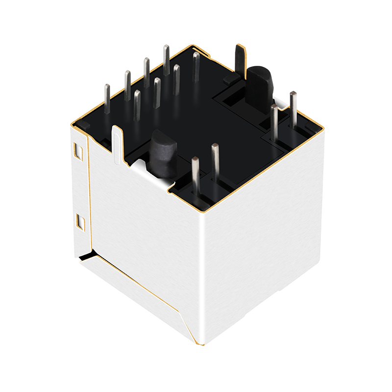 SI-46017-F 10/100 Base-t Vertical Top Entry Straight Female Socket RJ45 Connector With Leds