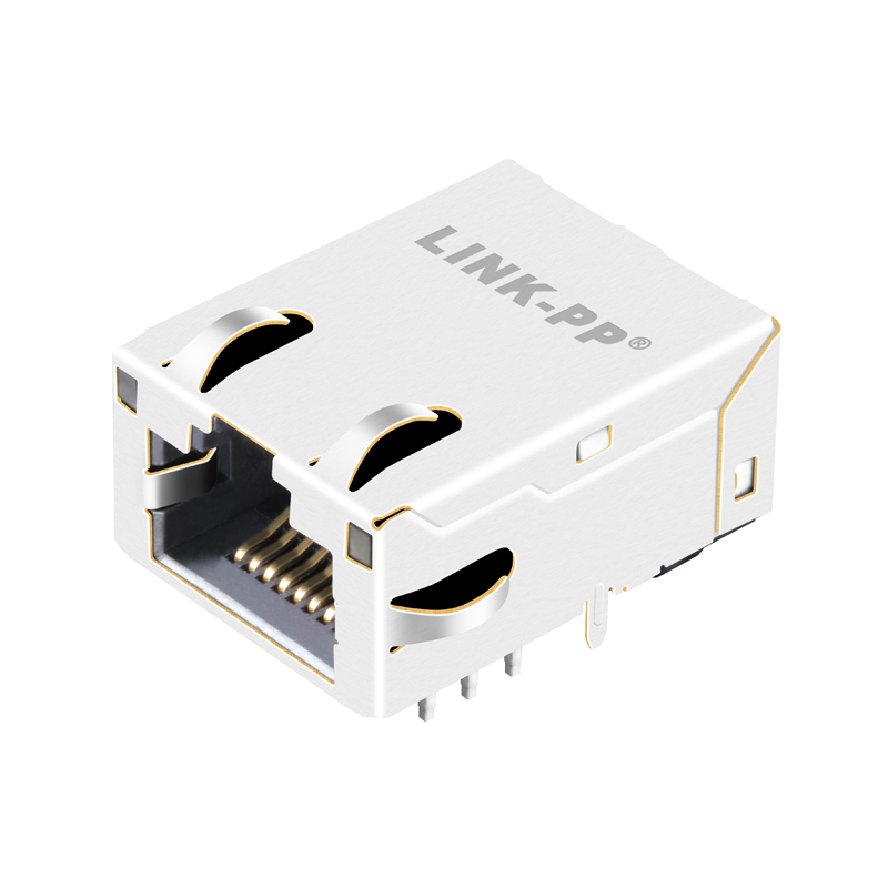 100/1000/2.5G/5G/10G Base-T Shielded 10p8c 8p8c Right Angle Low Profile PCB Integrated Magnetics Network RJ45 Female Connector