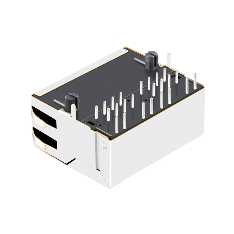 Standard 1x2 Port Ethernet RJ45 Modular Jack with Magnetics