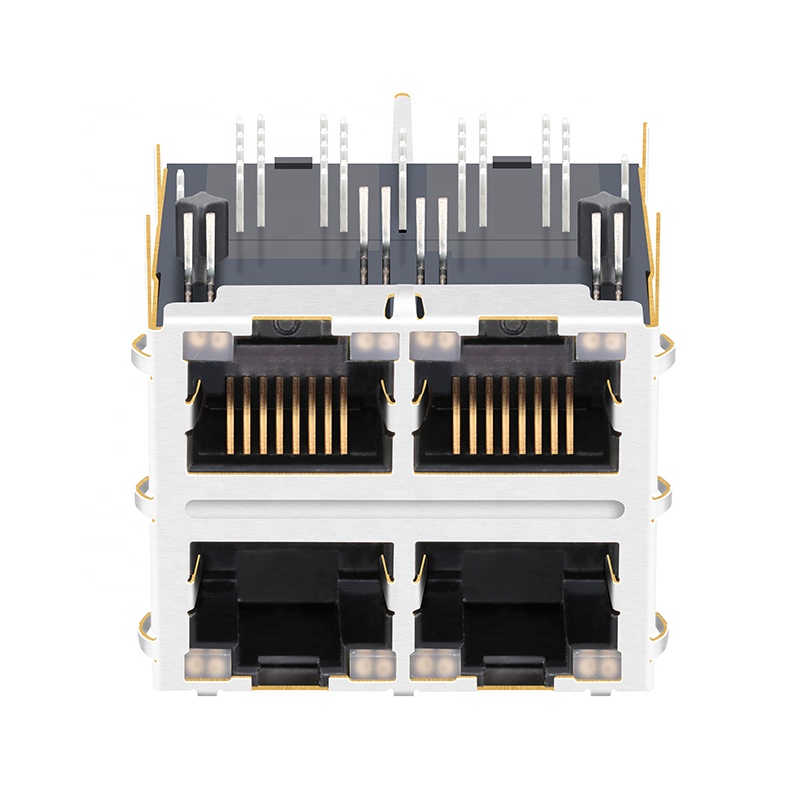 0879-2C2R-DA 0879-2C2R-54 2x2 Port 1000 Base-T with LEDs Ethernet RJ45 Modular Jack