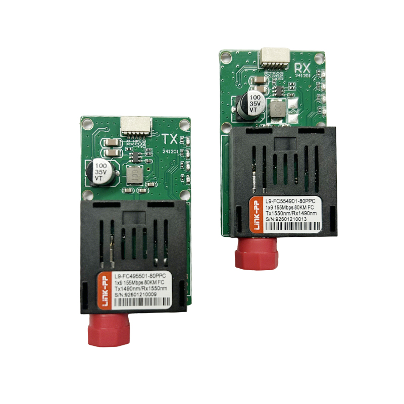 Single Mode 155M BiDi 1550nm-Tx/1490nm-Rx FC 80km Air/Ground TTL 1x9 Optical Transceiver