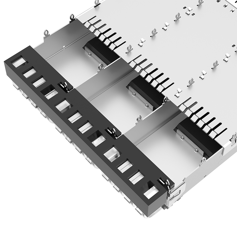 2170769-1 TE Replacement Through Hole Light Pipe 1x3 Ports Press-Fit SFP Cage With Heat Sink