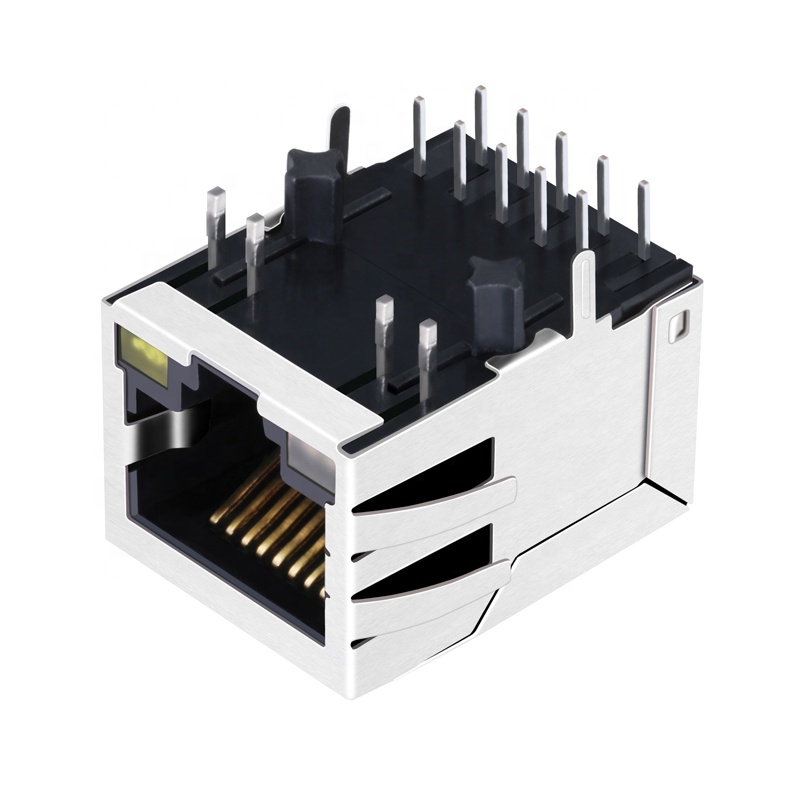 1-Port RJ 45 Metal Shielded 8 Pin CAT5 RJ45 Connector HRJM15-S1188-X-D-F1