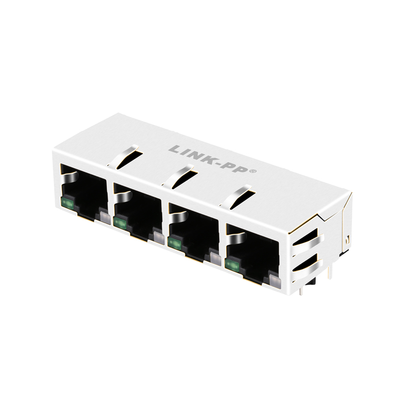 Gigabit Ethernet RJ45 Female Connector Tab up 1X4 Modular Jack 5-6610068-7