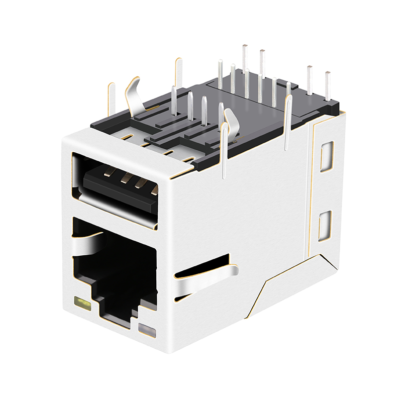 8211-1X1T-36-F 10/100 Base-T RJ45 Female Connector With Single USB