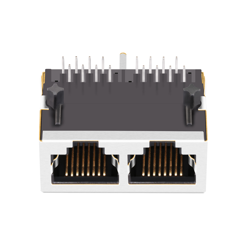 Without Integrated Magnetics 1x2 Port RJ45 Female Connector