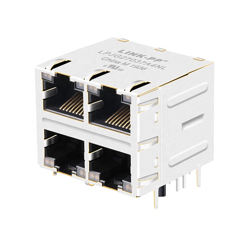 0879-2C2R-DA 0879-2C2R-54 2x2 Port 1000 Base-T with LEDs Ethernet RJ45 Modular Jack