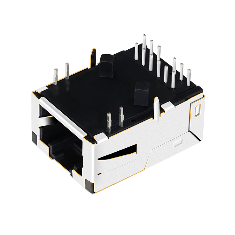 Tab Up Shield 1 Port RJ 45 Jack 5G Base-t Low Profile Female RJ45 Connector