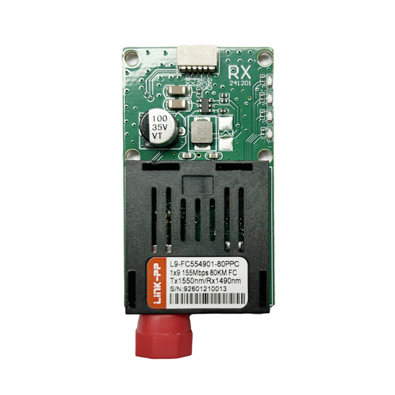 Single Mode 155M BiDi 1550nm-Tx/1490nm-Rx FC 80km Air/Ground TTL 1x9 Optical Transceiver