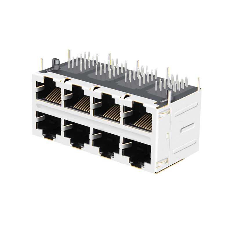 10P8C RJ45 Ethernet 2xN RJ 45 Connector, 2 * 4 Port RJ-45 Jack JC0-0131 DA6T00101 DA6T10303 DU1T202A1