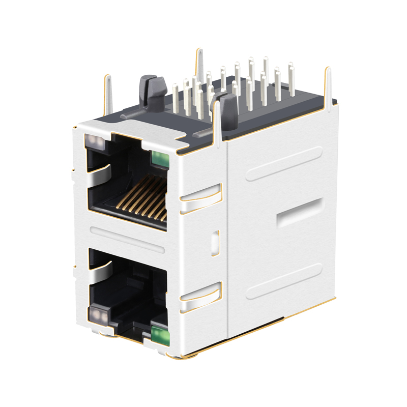 RM3-1Q6A9V1Q 0843-2B1T-33-F RU8612112DPG 2X1 Port Shielded RJ45 Connector with LEDs