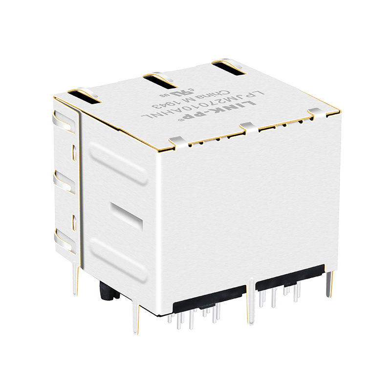 Shield 2x2 Ports Ethernet 2.5G Base-t Female RJ45 Magnetic Jack With Led