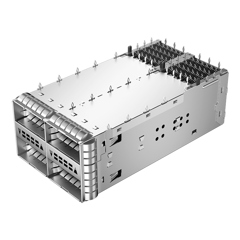 2308171-1 TE Compatible Through Hole Press-Fit 152P 2x2 Ports EMI Shielded ZQSFP+ Cage With Lightpipe