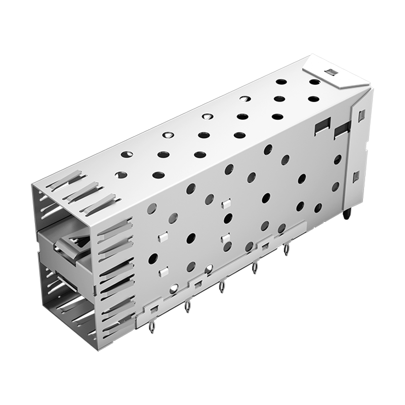 754625001 Molex Compatible 2x1 Ports Through Hole 40P Press-Fit EMI Shielded SFP Cage With Connector