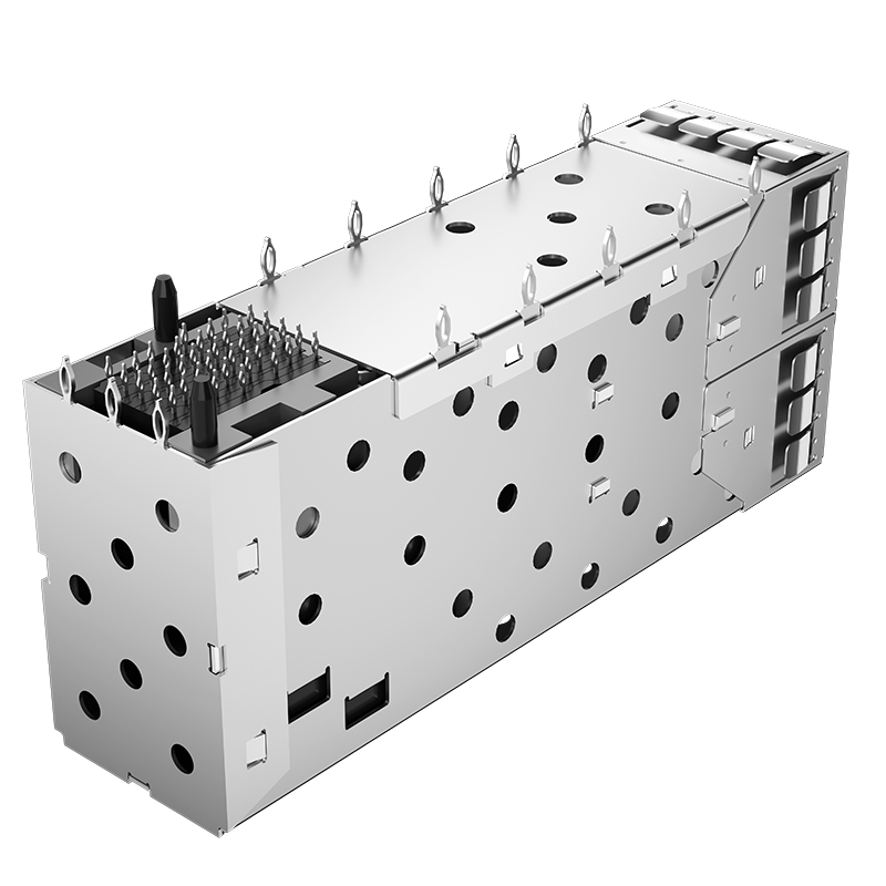 2007492-6 TE Compatible Through Hole 40P Press-Fit 2x1 Ports EMI Shielded SFP+ Cage With Connector