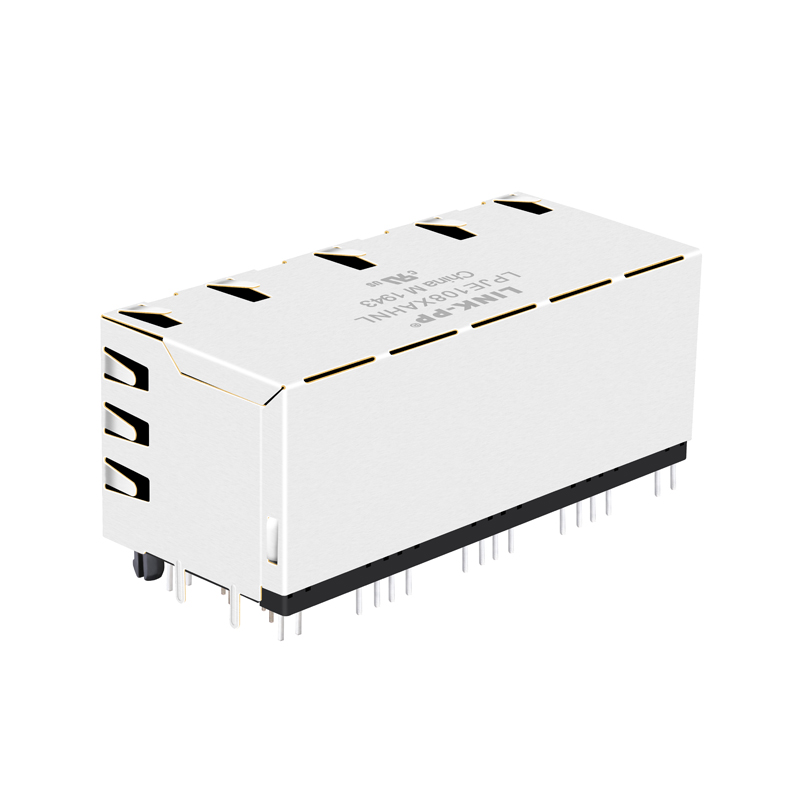 XRJD-S-24-8-8-4 Stacked 2x4 Ports Shielded Female Ethernet RJ45 Jack Without Magnetics
