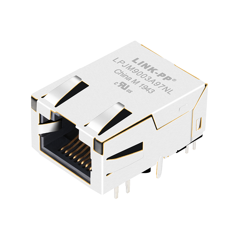 Tab up Low Profile Magnetic RJ 45 Socket Shielded 1 Port 10G Female RJ45 Jack