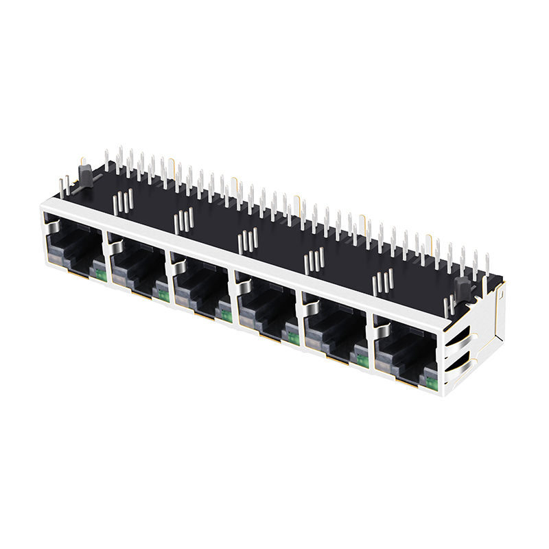 JG0-0070NL PCB Mount 1000 Base-T 10 Pin 1x6 Port Shielded Connectors Ethernet RJ45 Magjack