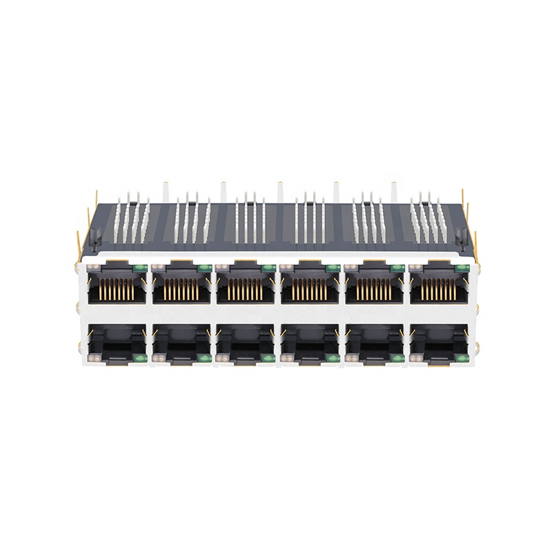 XFATM8-STACK12-4 Shielded 2x6 Port Stacked RJ45 Female Connector