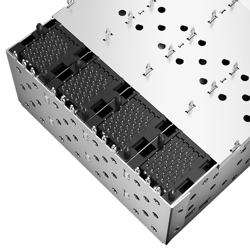 2007394-6 TE Compatible Through Hole 160P 2x4 Ports Press Fit SFP+ Cage With Integrated Connector