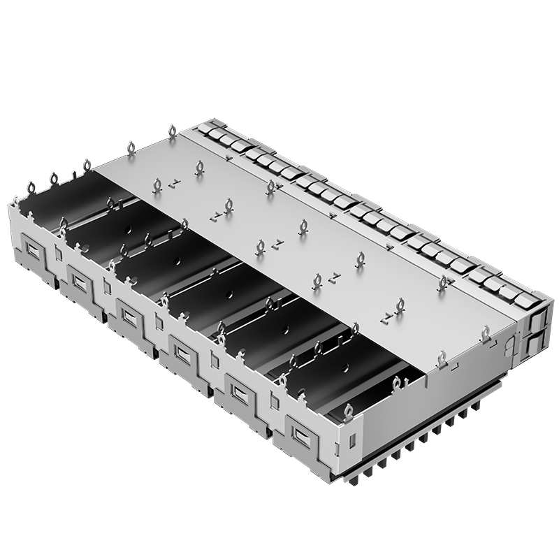 2198235-1 TE Replacement Through Hole 1x6 Ports EMI Shielded Press Fit SFP+ Cage With Heat Sink