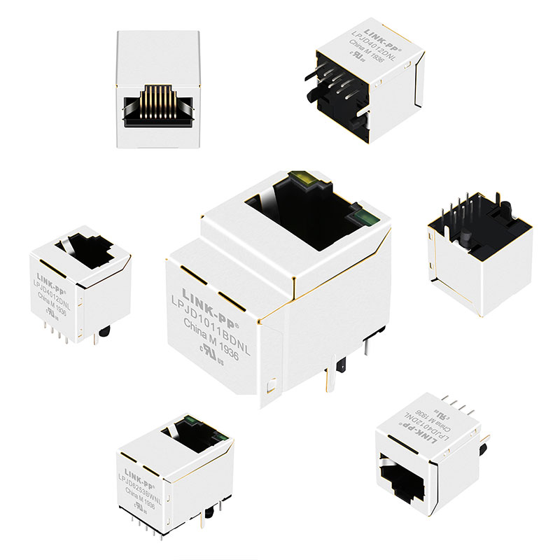 Magnetic Ethernet Rj45 Fastjacks Cat5 Modular Pcb Vertical Rj45 Jack Connector With Transformer